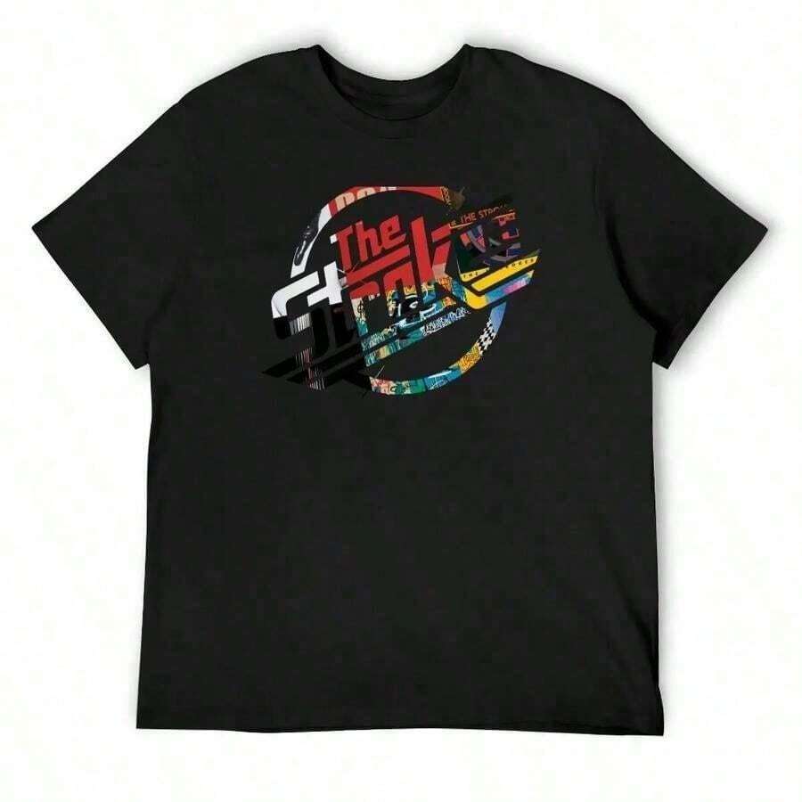 100% Algodón Camiseta con Logo del Álbum The Strokes Ropa Linda Vintage Camiseta Oversize Regalos para Novio Camiseta de Compresión para Hombre 180g Suave y Amigable con la Piel - Negro - Ver 1