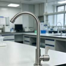 A Durable, Drop-Resistant, Hot-Selling Rotating Brushed Stainless Steel Vertical Single-Cold Kitchen Faucet, Cold Water Switch, Available In Single-Handle And Single-Hole Types With Straight Handle Or Large Handle, Perfect For Everyday Home Use. - Silver - View 4