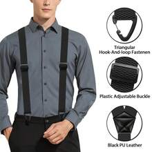Tirantes ocultos para hombres, trabajo resistente debajo de la ropa con tirantes en la espalda en Y, 1,5 pulgadas con 3 bucles a presión - Marrón - Ver 6