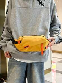 多功能胸包，男士休闲运动斜挎包，男士大容量街头学生单肩包，腰包跑步配件收纳包，腰带包，假日 - 彩色 - 查看 8