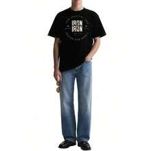 High Quality Cotton Men T-shirt Daily Workout Leisure Short Sleeve Tee - Negro - Ver 3