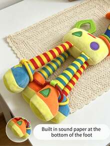 1pc Baby Giraffe Rattle Toy With Teether, Soft Plush Hanging Sensory Activity Toy With Ring Bells And Squeaker For Stroller, Crib And Car Seat, Gift For Infant Boys And Girls - 彩色 - 查看 5