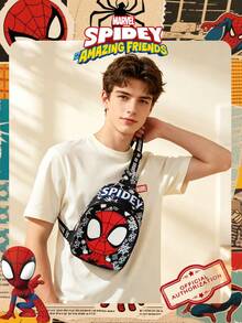 1pc Marvel Officially Licensed Spider Man Pattern Sling Bag, Boys Casual Crossbody Bag, Lightweight Adjustable Strap Chest Bag, Cartoon Coin Purse, Perfect For Boy, Boys, Young Fans, Students, Ideal For Daily School, Running, Outdoor Play, Theme Park Visits, Holiday Travel, Convenient For Carrying Snacks - Multicolor - View 7
