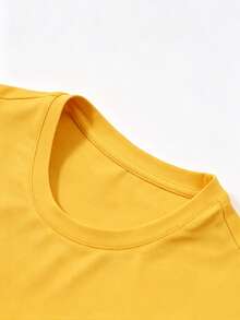 Official Disney T-Shirt Women Disney-Style "Cars" Lightning McQueen Theme Crop Top Sexy Fitted Spicy Tee Round-Neck Fitted Shirt Fan Gifts Summer Tee - 黃色 - 查看 3
