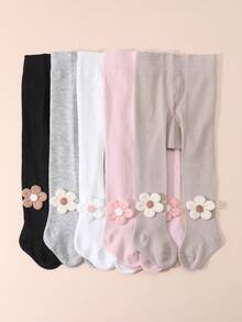 5 Pairs Floral Tights For Baby Girls, Versatile Spring/Autumn Style - Multicolor - View 10