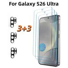 6入 (3+3) 相容於 Galaxy A37/A57/S24/S24 Plus/S24 Ultra/S25/S25 Plus/S25 Ultra/S26/S26 Plus/S26 Ultra 高畫質透明鋼化玻璃螢幕保護貼 3入 + 3D 絲網印刷高畫質鋼化玻璃相機鏡頭保護貼 3入,9H 鋼化玻璃,支援指紋解鎖,高畫質透明相容保護殼 耐刮防摔,易於安裝,耐刮耐磨,螢幕保護貼,鏡頭保護貼 - 無色 - 查看 2