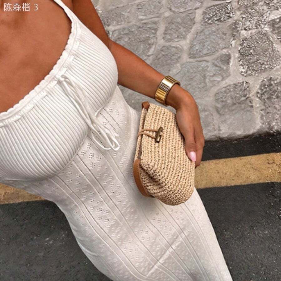 Women Sweater Dresses - 白色的 - 查看 1