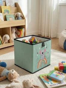 1pc Cartoon Animal Print Open Storage Bin, Baby Diaper & Toy Organizer Basket, Foldable, Baby Room Storage Box, Stackable Storage Box, Drawer-Style Durable Multi-Functional Space-Saving Design For Home, Dorm, Home Organization, Under Bed Storage - Multicolor - View 3