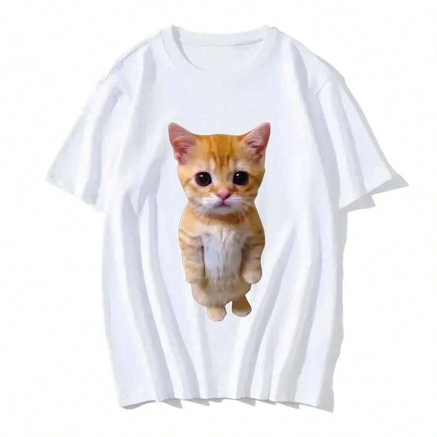 Women's And Men's Oversized Casual T-Shirt With Funny 3D Cat Print, Harajuku T-Shirts For Girls And Boys, Casual Clothing For Women - 彩色 - 查看 1