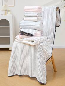 Bathroom, New Coral Fleece Striped Towel Bath Towel, Ultra Soft Absorbent Skin-Friendly, Suitable For Bathroom .Gym .Hotel .Beach Vacation Daily Essential Ideal Choice For Home And Travel - Perfect Gift For Everyone - Multicolor - View 1