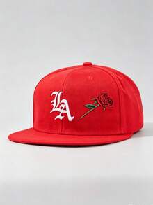 1 Pc Men's And Women's Universal LA Rose Embroidery Hip-Hop Baseball Cap, Adjustable Design, Suitable For Outdoor Sports, Travel And Running - Multicolor - View 13