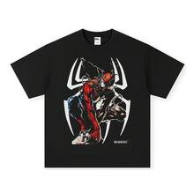 Disney 2026 New Spider Man (Spider-Man) Vintage Marvel Print Water-Washed Pure Cotton Comfortable Men's T-Shirt - Summer Fashion Style - 1 - 查看 3