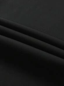 Women's Solid Black Straight Leg Pants With Drawstring Elastic Waist And Zipper Pockets, Casual Everyday Trousers - Black - View 11