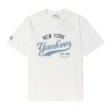 MLB Áo thun tay ngắn dáng rộng unisex kiểu vintage, thoải mái, thích hợp cho các hoạt động thể thao ngoài trời. - Ngà voi - Xem 3