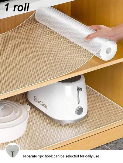 1 Rolo de Forro para Armário, Tapete Impermeável para Geladeira, Forro para Gaveta (À Prova de Umidade, Antiderrapante, Resistente a Óleo, Lavável, Fácil de Limpar, Recortável, Reutilizável) Material EVA, Padrão Transparente de Bolinhas, Pode Ser Usado como Tapete de Bancada de Cozinha, Tapete Organizador de Gaveta de Armário de Móveis, Tapete de Decoração Doméstica, Tapete de Prateleira, Toalha de Mesa, Tapete de Armário de Sapatos. Adequado para Jantar em Casa/Cozinhar na Cozinha/Camping ao Ar Livre/Escola/Viagem. Suprimentos de Cozinha, Suprimentos à Prova de Umidade, Decoração Doméstica, Decoração de Cozinha, Suprimentos Domésticos, Artesanato DIY - Também Pode Selecionar 1 Gancho Separadamente para Uso Diário