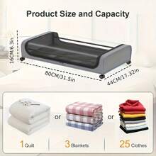 2pcs Under Bed Storage Organizer Metal Underbed Bins With Wheels And Lid Metal Underbed Storage Containers Under Bed Rolling Storage For Clothes, Bedding, Shoes, Blankets, Books, Under-Bed Storage - 1pc Black+1pc Gray - View 3