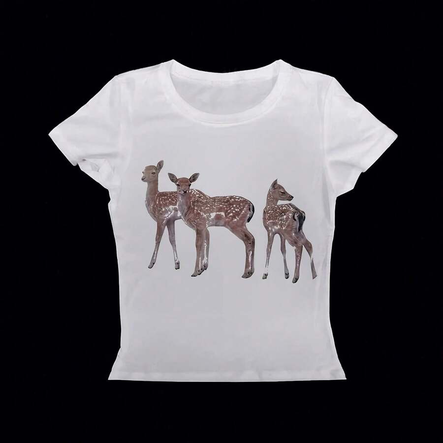 Y2k estilo Emo chicas estéticas mujeres gótico estampado de dibujos animados Top Streetwear Grunge camisetas de bebé Vintage Punk Casual camiseta 2000s niñas - Multicolor - Ver 1