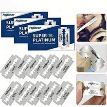 FIYDEAR Hojas de afeitar de doble filo genuinas, adecuadas para maquinillas manuales para afeitar y recortar cejas, maquinilla de - Plata - Ver 2