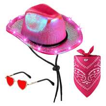 Disfraz de vaquero para mascotas, sombrero y Bandana, divertido perro, gato, sombreros de vaquero del oeste, gafas para mascotas, Halloween, fiesta de cumpleaños, Cosplay, accesorios para mascotas - Conjunto rosa - Ver 11