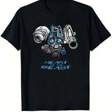 Men's T-Shirt - Modified 2JZ Engine Design With Turbo And Piston, Ready To Wear, Includes White JDM Logo - Multicolor - View 1