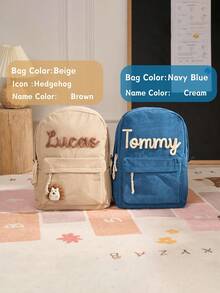 Personalized Handmade Embroidered Backpack, Customized Backpack And Lunch Bag, Back To School Gift, Customized Student Back To School Gift, For Kids, Preschool - Multicolor - View 6