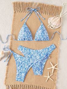 Basics 3 Pieces/Set Solid Color Women's Bikini Set For The Beach In Summer Strand Outfit Damen Strandkleid Bikini Set Damen Bikini Set Badeanzug - 不同顏色 2 - 查看 1