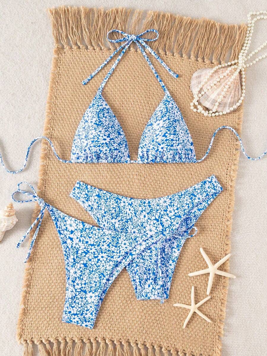 Basics 3 Pieces/Set Solid Color Women's Bikini Set For The Beach In Summer Strand Outfit Damen Strandkleid Bikini Set Damen Bikini Set Badeanzug - 不同顏色 2 - 查看 1