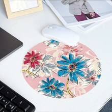 1 Cute Pink Flower Mouse Pad, Office Desk Circular Mouse Pad, Small Mini Travel Mouse Pad With Anti Slip Rubber Base, 7.87 Inch Diameter Suitable For Work Wireless Computer Laptop, Office Desk Accessory Single 47g - View 8