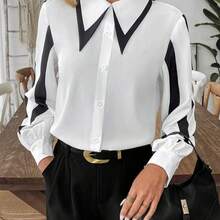 Clasi Camisa de unicolor versátil y casual para mujer - Blanco y Negro - Ver 5