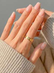 1pc Fashion Elegant Clover Stainless Steel 18K Gold Plated Cubic Zirconia Pave Ring, Non-Fading, Suitable For Women's Daily Wear And Gift - Style 6 - View 18