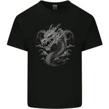 Greyscale Dragon Men's Lightweight Cotton T-Shirt - 彩色 - 查看 1