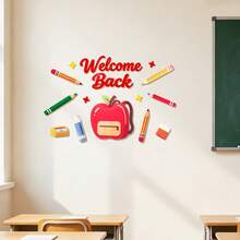 WELCOME Back To School Season Party Decoration Backdrop Set Banner Bunting Flag Holiday Gathering Celebration Backpack Pencil School Bus Apple Stationery Letter Theme Hanging Decor - Multicolor - View 6