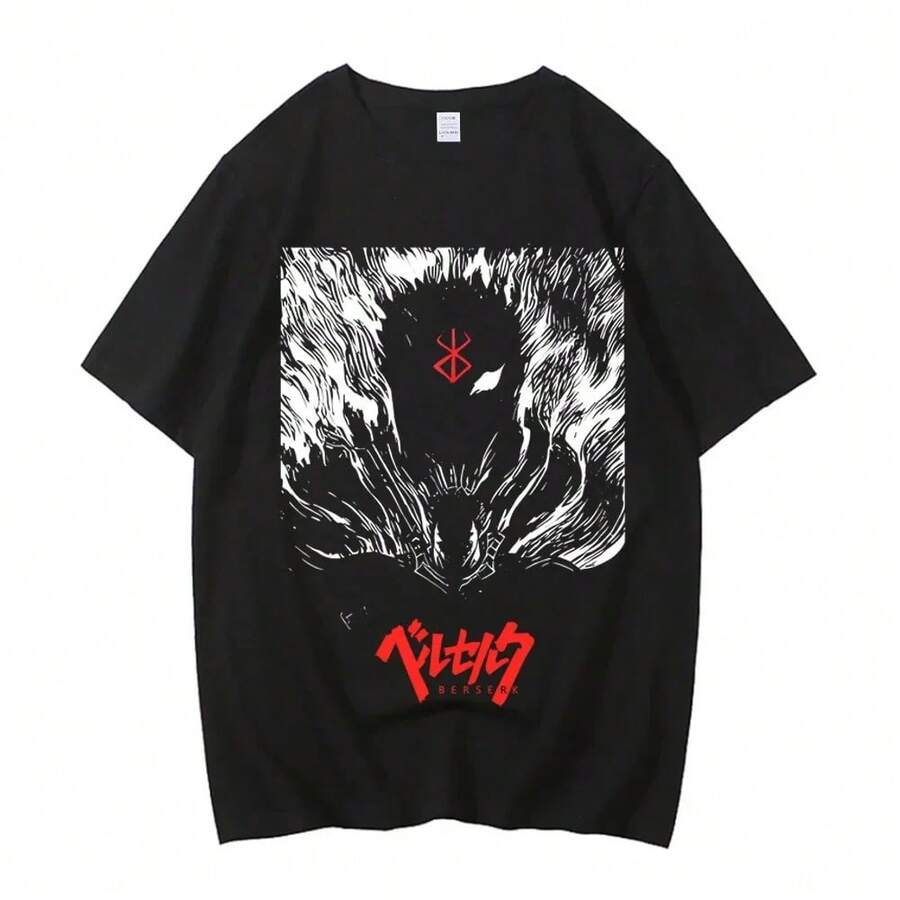Guts 2026 Graphic T-Shirt With Sleeve Panel, Classic Vintage Anime Streetwear Style, Oversized 100% Cotton T-Shirt For Men And Women - 5 - 查看 1