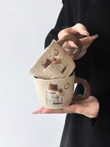 1pc Vintage 3D Sleeping Bear Ceramic Coffee Mug, Creative Personalized Handmade Artistic Mug, Cartoon Cute Style, Perfect Gift For Giving, Exquisite And Interesting Cup - Multicolor - View 13