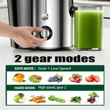 Multi-Functional Juicer, Fruit Juice Maker, Suitable For Vegetables And Fruits - Wide Feed Opening For Easy Juice Extraction, Easy To Clean, Space-Saving Design, Ideal Choice For A Healthy Lifestyle And Delicious Beverages, Christmas Gift - US A Type Plug(110-127V) - View 8