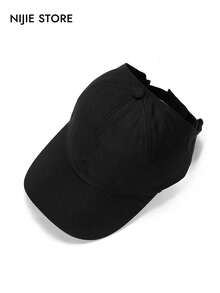 1/3pcs Solid Color Classic Minimalist Sun Protection Baseball Cap Ponytail Hat, Casual Fashion Retro Soft Sweat-Absorbing Strap, Adjustable Size, Lightweight Sunshade Hat, Multi-Functional Baseball Cap, Suitable For Outdoor Sports, Daily Wear, Beach Party, Vacation, Unisex, Y2K Style, Perfect Gift For Friends - Ponytail Hat - View 9