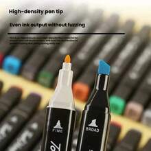 120 Colors Dual-Tip Acrylic Marker Set, Long-Lasting, Fade-Resistant, Suitable For Artists Painting, Also Applicable For Back-To-School Coloring Books, Can Be Used On Paper, Fabric, Wood, Stone, Plastic, Glass, Ceramic, Pumpkin, - Sets - View 3
