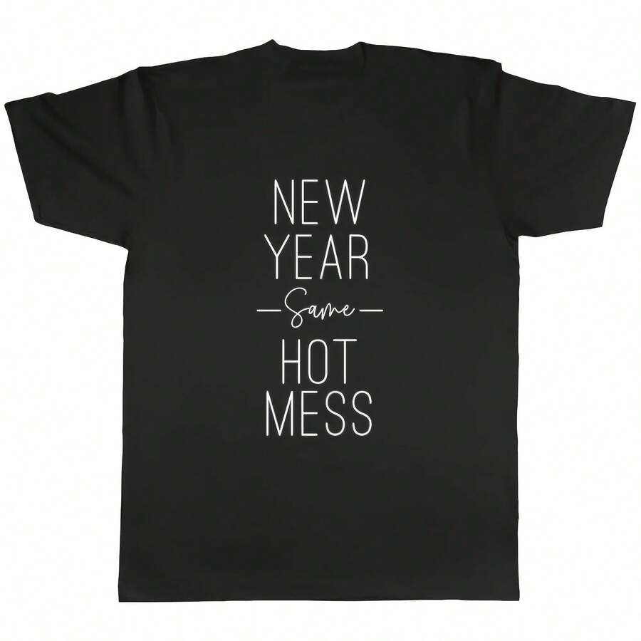 Camiseta unisex para hombre con el mismo desorden caliente de Año Nuevo - Multicolor - Ver 1
