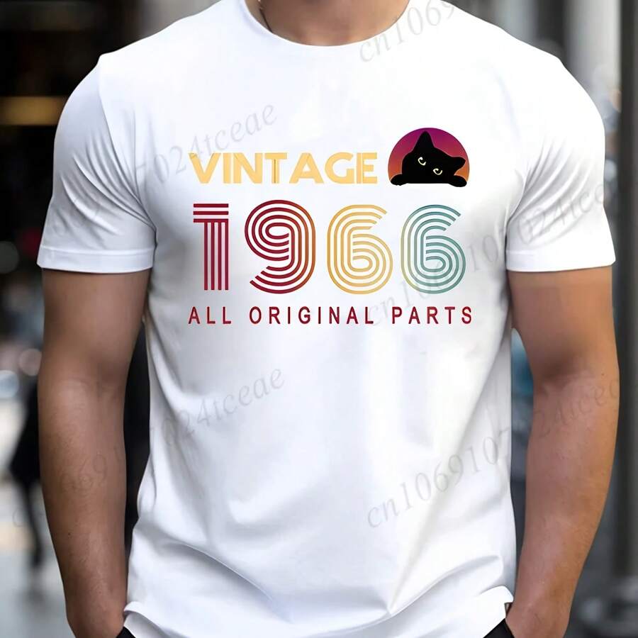 Vintage 1966, todas las piezas originales, camiseta para hombre, ropa de marca de moda, camisetas hechas en 1966, camisetas de cumpleaños de edición limitada - Multicolor - Ver 1