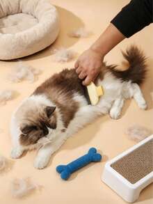 Self-Cleaning Cat Brush Fine-Tooth Grooming Comb, Stainless Steel Pet Deshedding Tool For Dogs And Cats | DIY Keychain Hair Collector | Pet Hair Remover - View 4