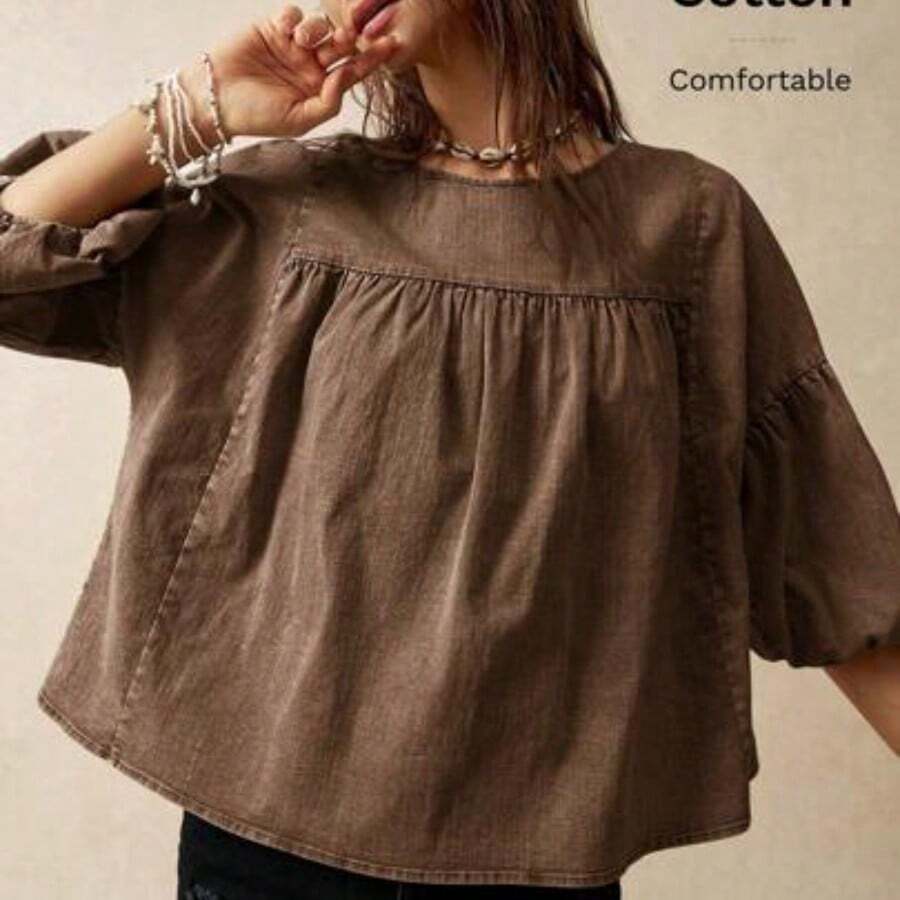 Women Blouses & Shirts - 全穀類咖啡 - 查看 1