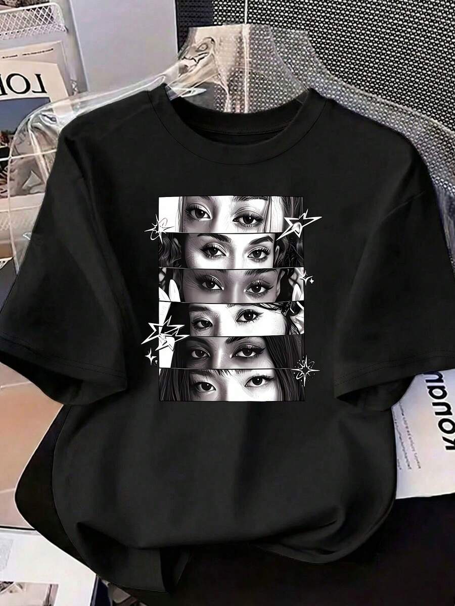 Camiseta con el logo de Eyekon: Crea fácilmente un look dulce y casual. Perfecto para el ocio de verano, los viajes diarios, salidas informales y ropa de vacaciones. - Negro - Ver 1