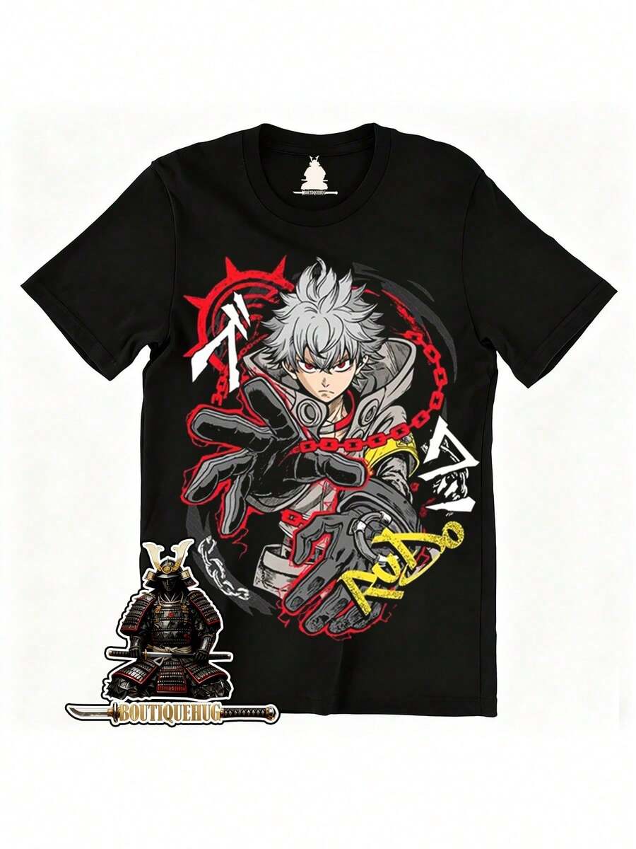 Children's Short T-Shirts - Girls' Clothing - Boys' Clothing - Anime T-Shirts, Unisex Cotton Manga Tee, Japanese Animation Top, Cosplay For Men And Women - 黑色 - 查看 1