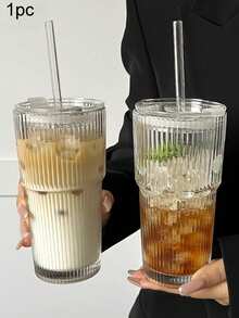 一套条纹玻璃杯（含吸管和杯盖），厚实玻璃竹节杯身设计，大容量，可盛装水、咖啡、茶、威士忌、牛奶、柠檬水、混合茶饮、果汁等。便携易清洗。适合居家、办公、学校、海滩、派对、户外休闲等场合使用。可用作水杯、冰咖啡杯、奶昔杯、水果杯、果汁杯、牛奶杯。是生日、节日、周年纪念日馈赠亲朋好友的理想之选。家居装饰、日常用品、水瓶、杯子、保温杯。 - 無色 - 查看 2