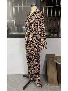 2026 Women's 2 Pieces Pajama Set Casual Fun Print Long Pants + Long Sleeve Shirt Set Loungewear Set PJS Y2K - Brown - View 8