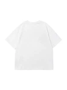 1 Piece Teen Boy Casual Print Short Sleeve T-Shirt, Spring/Autumn, Youth Student Clothing, Stylish And Breathable Textile Jacket, For Teenagers Men - White - View 2