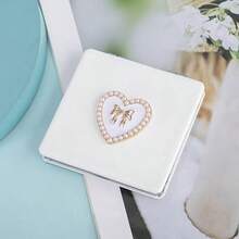 Women's Double-Sided Folding Portable Makeup Mirror - 1:1 Normal & 1:2 Magnification, Heart Ballet Dancer Synthetic Leather Protective Case, Suitable For Office, Portable Bag, Travel Makeup Mirror, Student Small Mirror - Small Square Mirror - View 6