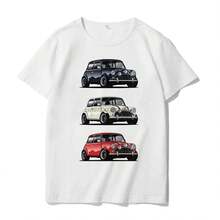 Camisetas gráficas de moda The Italian Trio Mini Cooper, camiseta de coche de algodón de talla grande, camiseta de manga corta, camiseta estampada para hombre - Multicolor - Ver 1