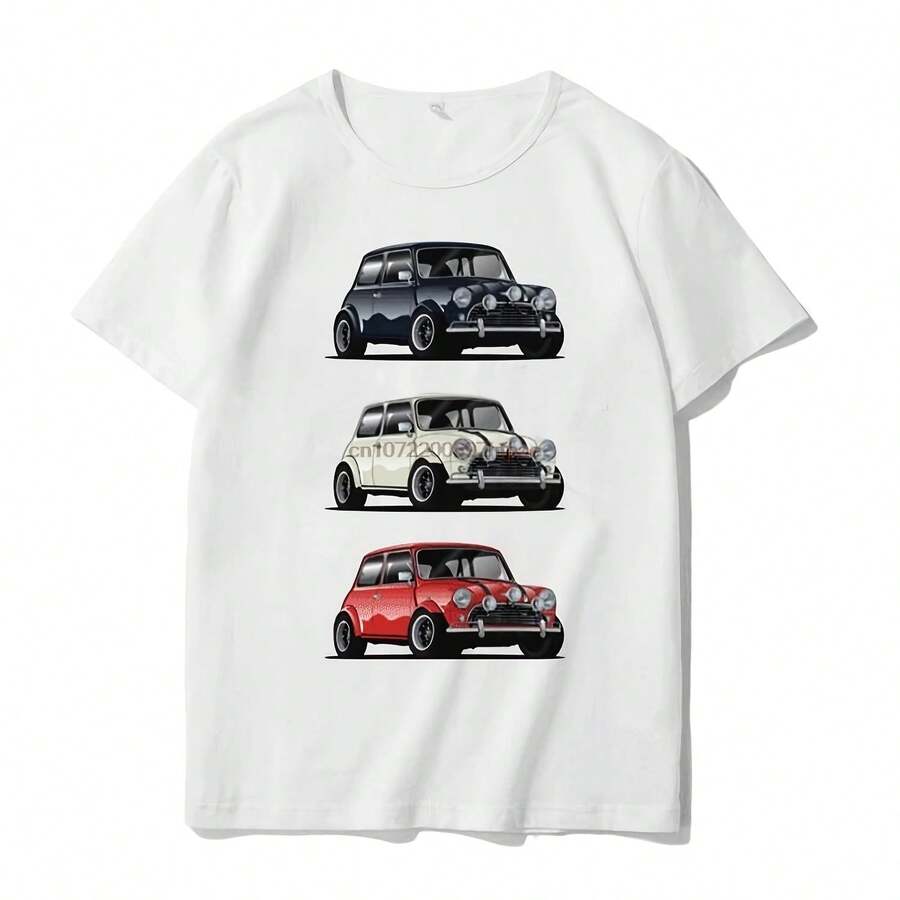 Camisetas gráficas de moda The Italian Trio Mini Cooper, camiseta de coche de algodón de talla grande, camiseta de manga corta, camiseta estampada para hombre - Multicolor - Ver 1