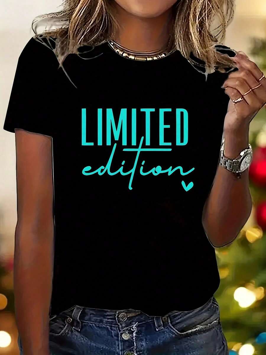 Limited Edition Oversized Graphic T-Shirt With Lettering Slogan - Casual Crew Neck, Short Sleeve, Machine Washable - 預設值 2 - 查看 1